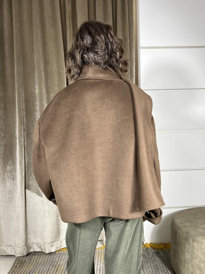 cappotto corto moro con sciarpa integrata  V01A0933FONDENTE PHILIA LOFT