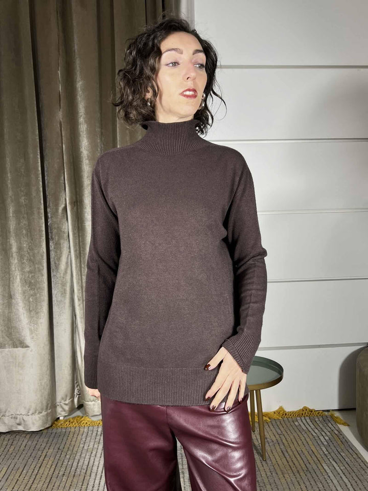 maglia collo alto lunga moro SSX129MORO SUSY MIX