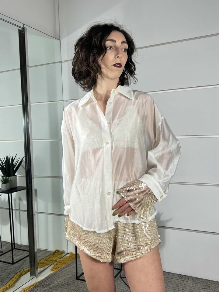 camicia burro con polsino con paillettes sabbia CVS-Q312BURRO HAVE ONE