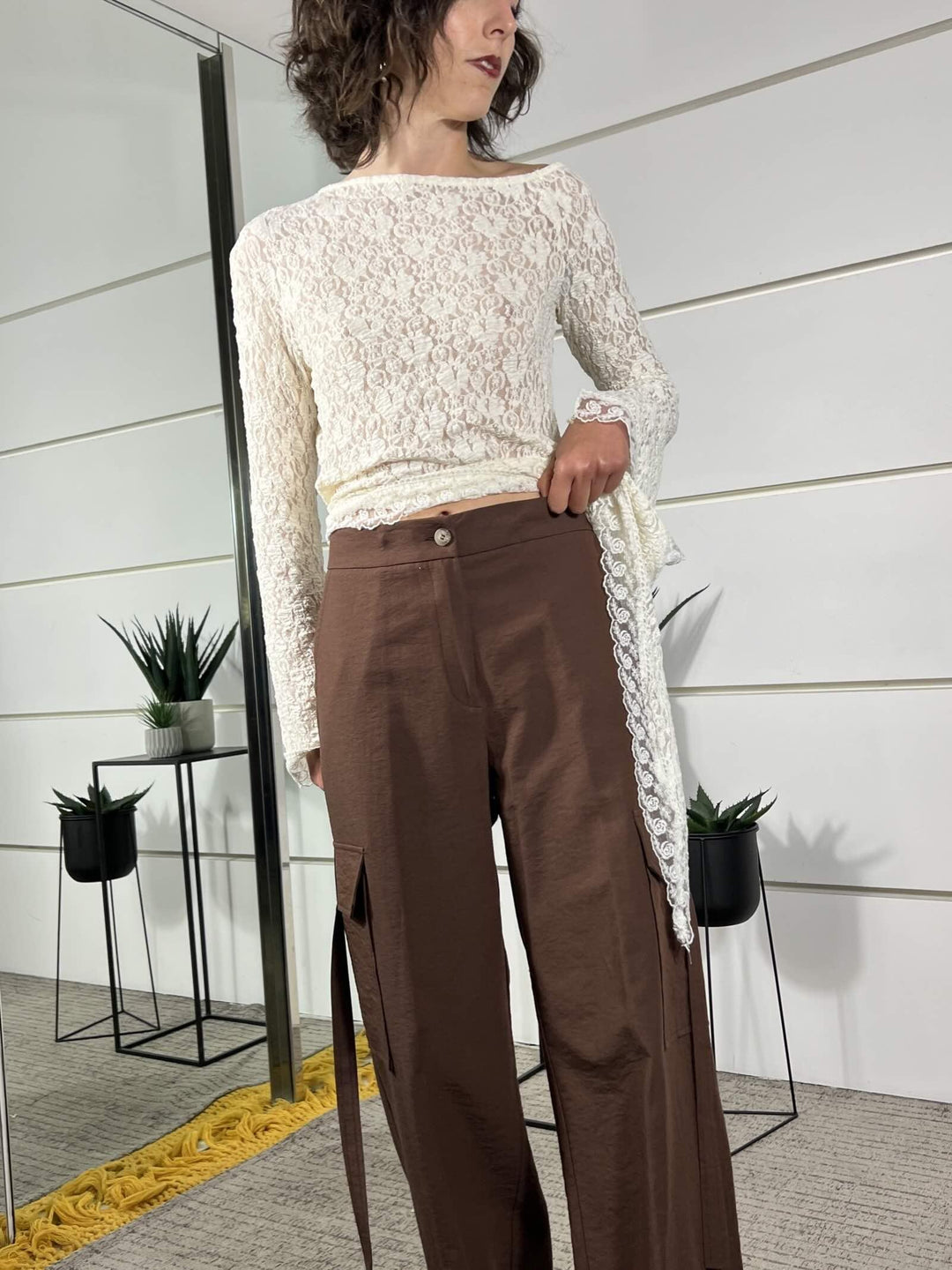 pantalone a palazzo cargo caffe SM222ACAFFE SUSY MIX