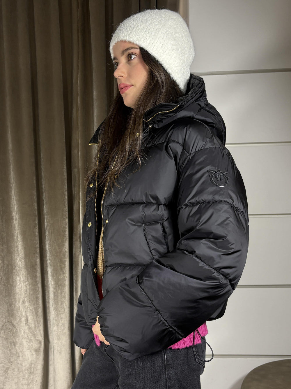 PIUMINO CORTO CON CAPPUCCIO IMPASTOZ99 PINKO