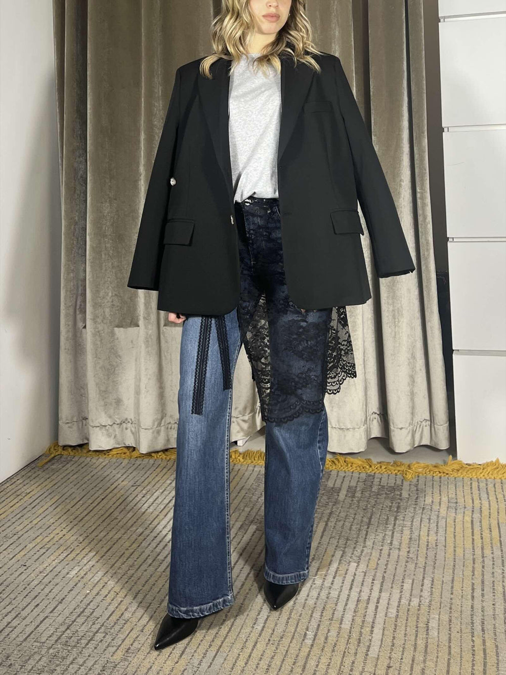 giacca vicolo over con doppia abbottonatura nera TAB0196NERO VICOLO