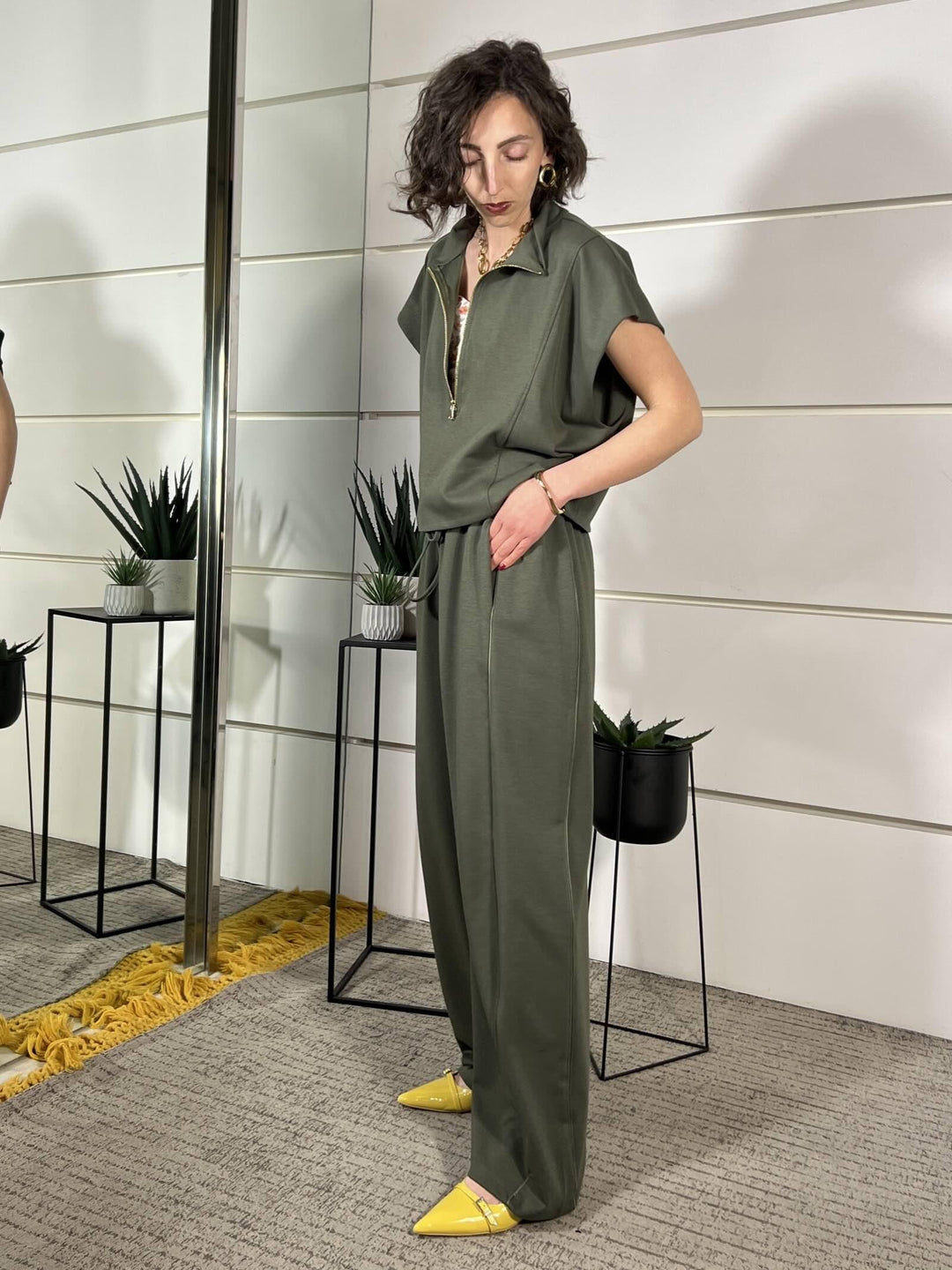 pantalone balloon con riga a lato verde salvia SMXP0034VERDE SALVIA SUSY MIX