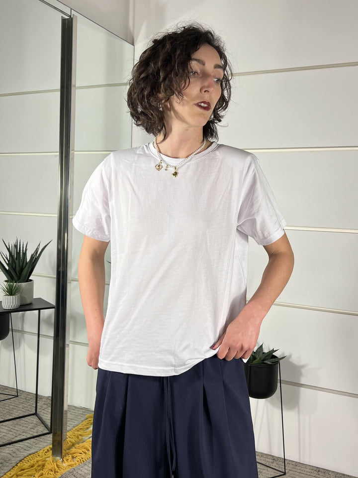 t-shirt girocollo con spalline manica corta bianca TS26SGI40BIANCO TWO WAY