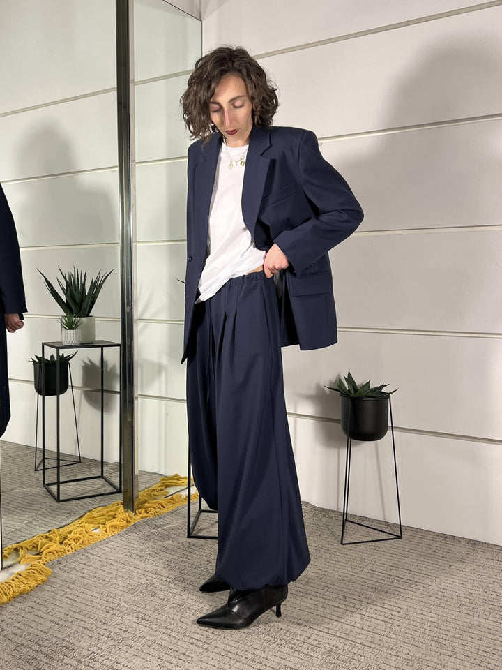pantalone ballon con pinces blu TAB1326BLU 89 VICOLO