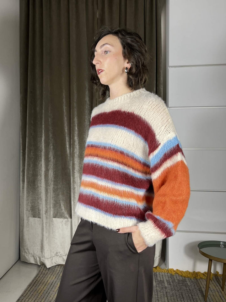 maglione a righe in misto lana MFP-P277BEIGE/SUGO/BORDEAUX/MELONE HAVE ONE