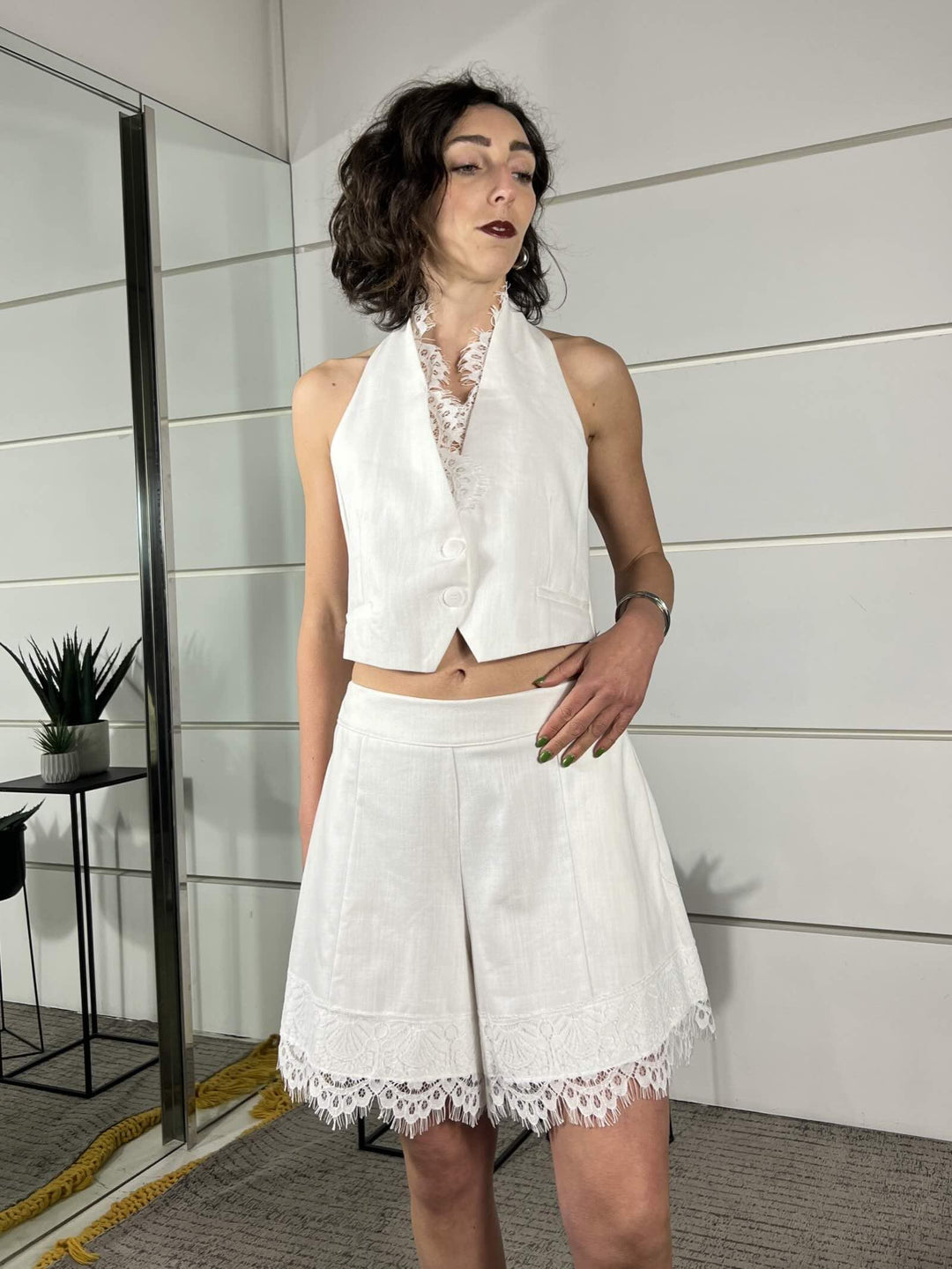 gilet con profilo in pizzo bianco LMA-Q038BIANCO HAVE ONE