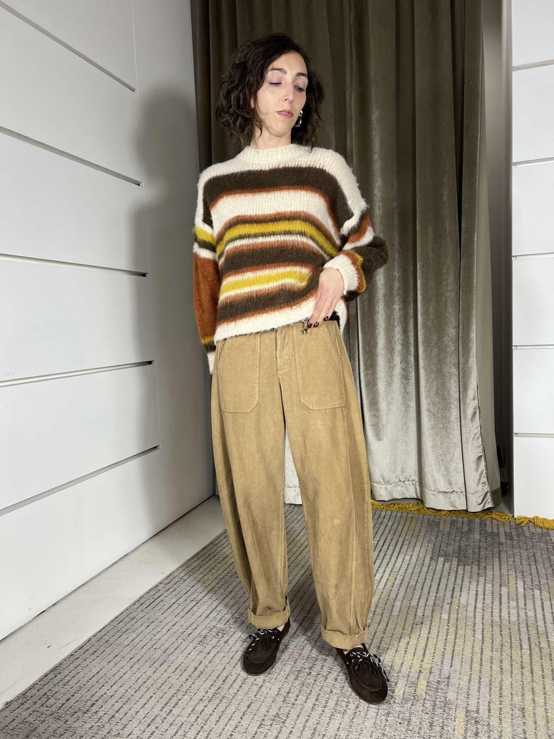 pantalone velluto a ovetto cammello 59054PCAMMELLO SUSY MIX