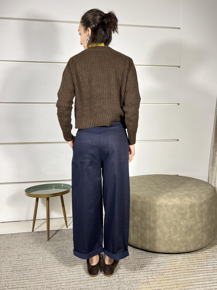 pantalone con cintura blu S12359BLU SUSY MIX