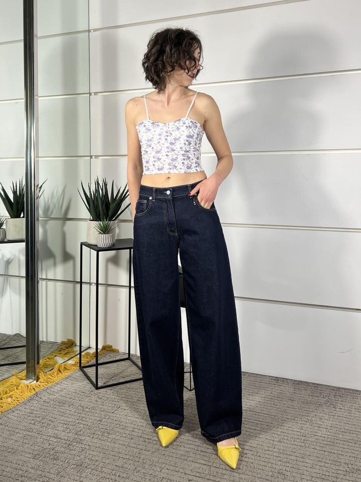 top corsetto a fiori lilla TAB1408LILLA VICOLO