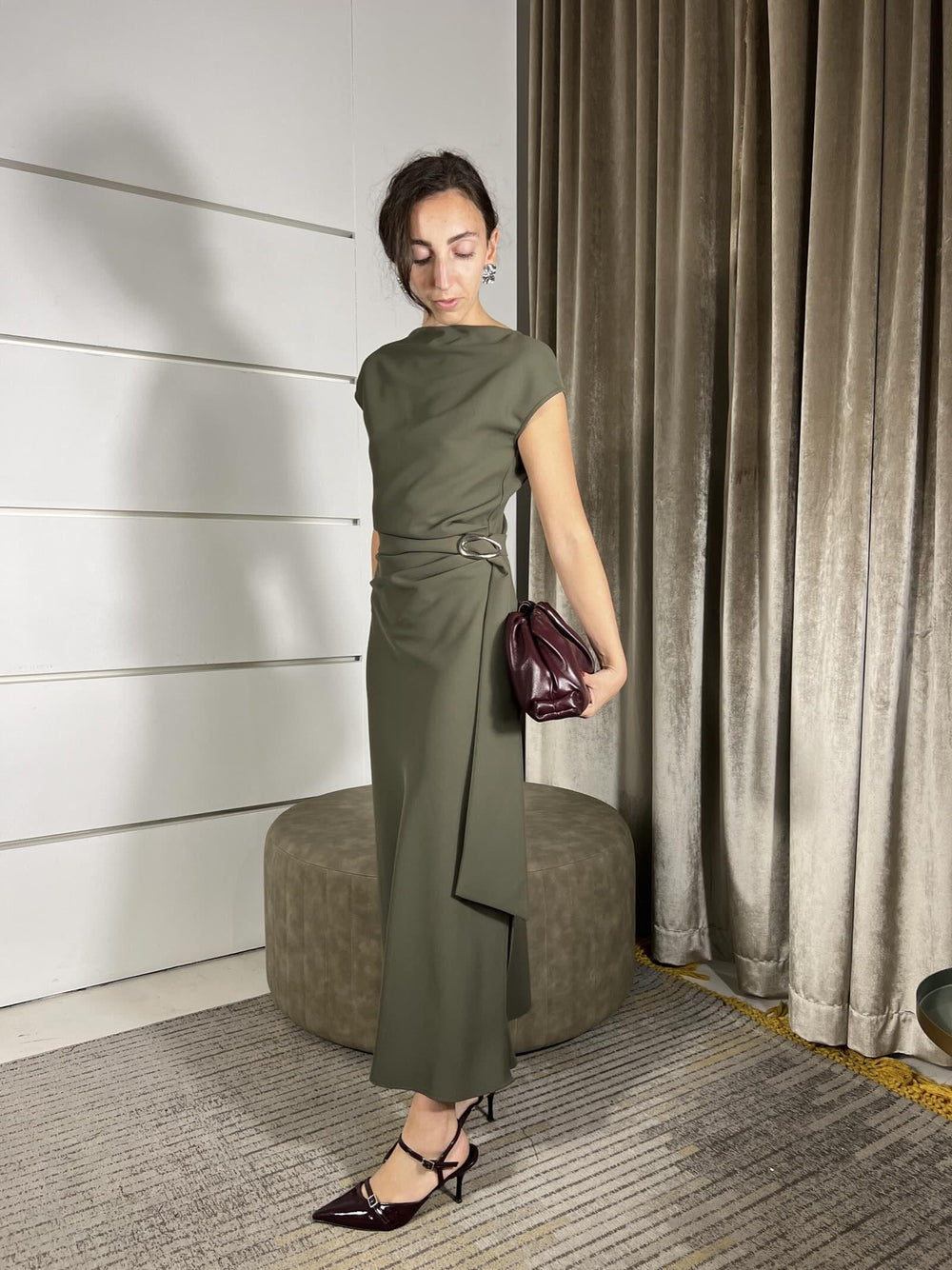 abito lungo militare con arricciatura AFSTKER1765 IMPERIAL