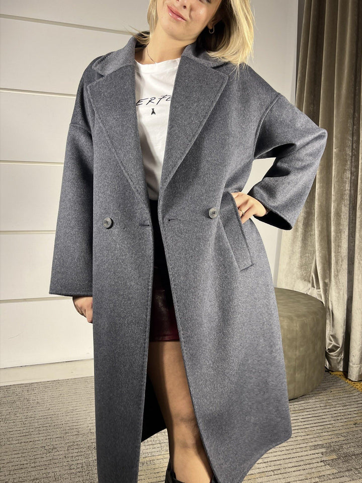 cappotto lungo a ovetto hand made 50% lana grigio TF0003GRIGIO VICOLO