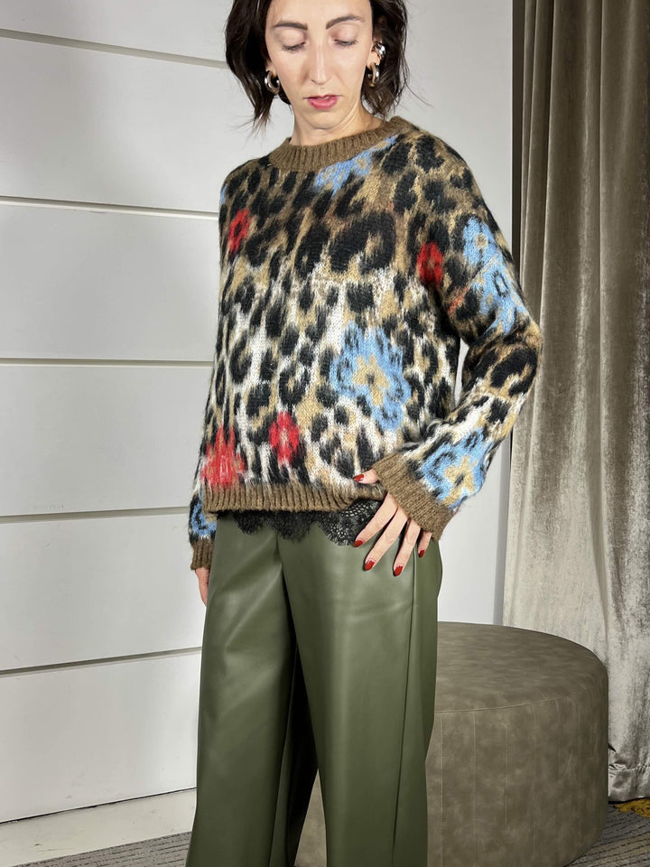 maglione maculato girocollo m. lana rosso D81221ROSSO TENSIONE IN