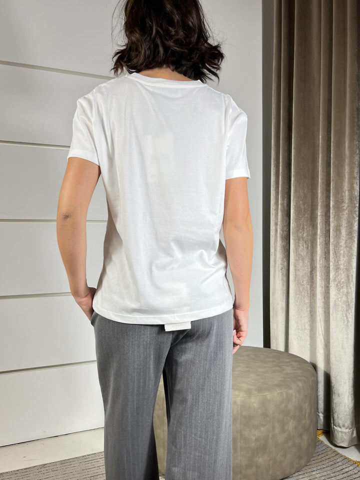 T-SHIRT BIANCA CON RICAMO BUONGIORNO SALVO COMPLICAZIONI TSM-P005PANNA HAVE ONE
