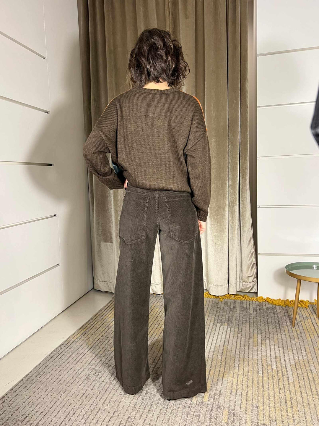 pantalone in velluto moro con maxi tasca 81187W8MORO SUSY MIX