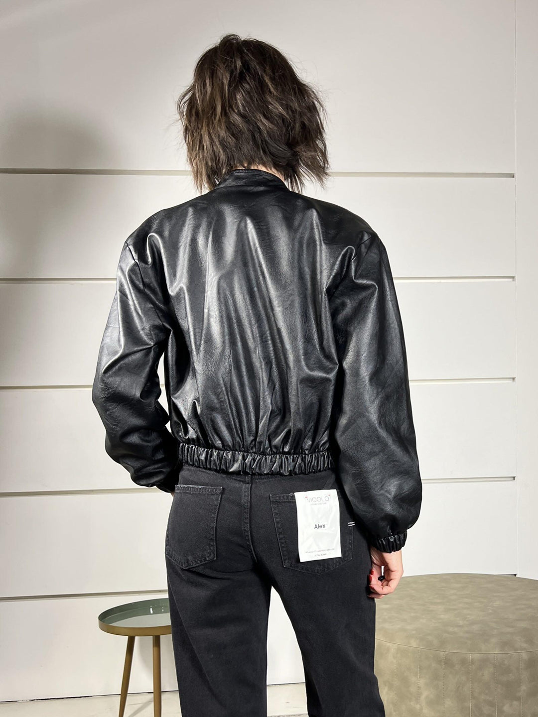 bomber in ecopelle nero J781D4NERO SUSY MIX