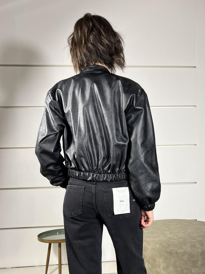 bomber in ecopelle nero J781D4NERO SUSY MIX