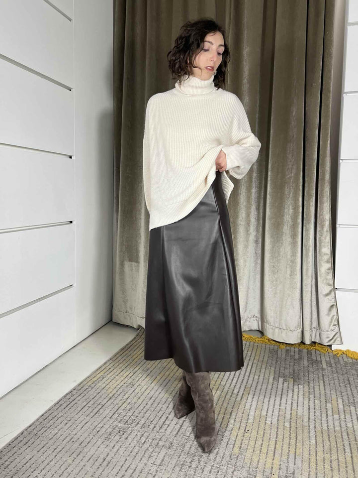 gonna in ecopelle svasata caffe 122154-25CAFFE TENSIONE IN