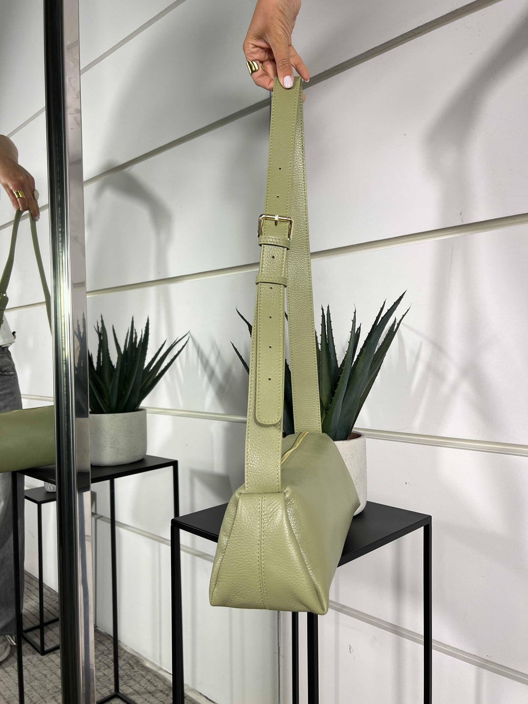 borsa in pelle pistacchio con tracolla DO-B0163PISTACCHIO FEMME CAFE SELECTION