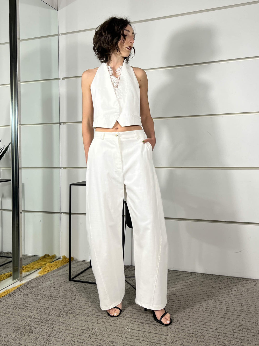 gilet con profilo in pizzo bianco LMA-Q038BIANCO HAVE ONE