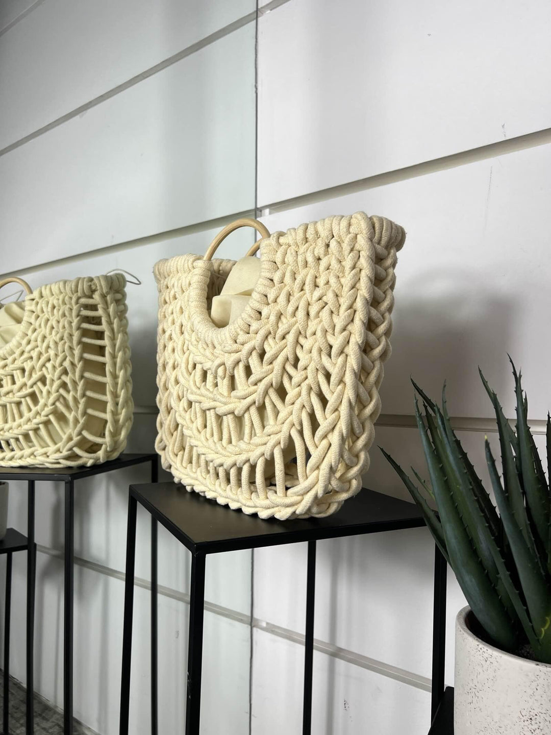borsa beige a intreccio in corda con tracolla CE-2504BEIGE FEMME CAFE SELECTION