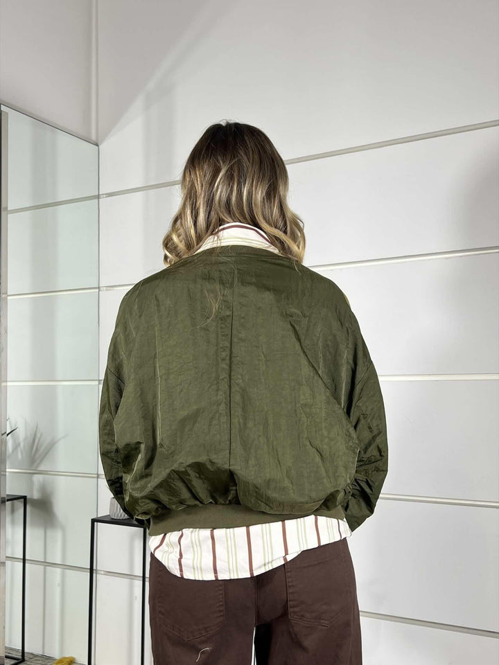 bomber tessuto tecnico con manica arricciata e doppio colletto militare VHP8LBX1765 IMPERIAL