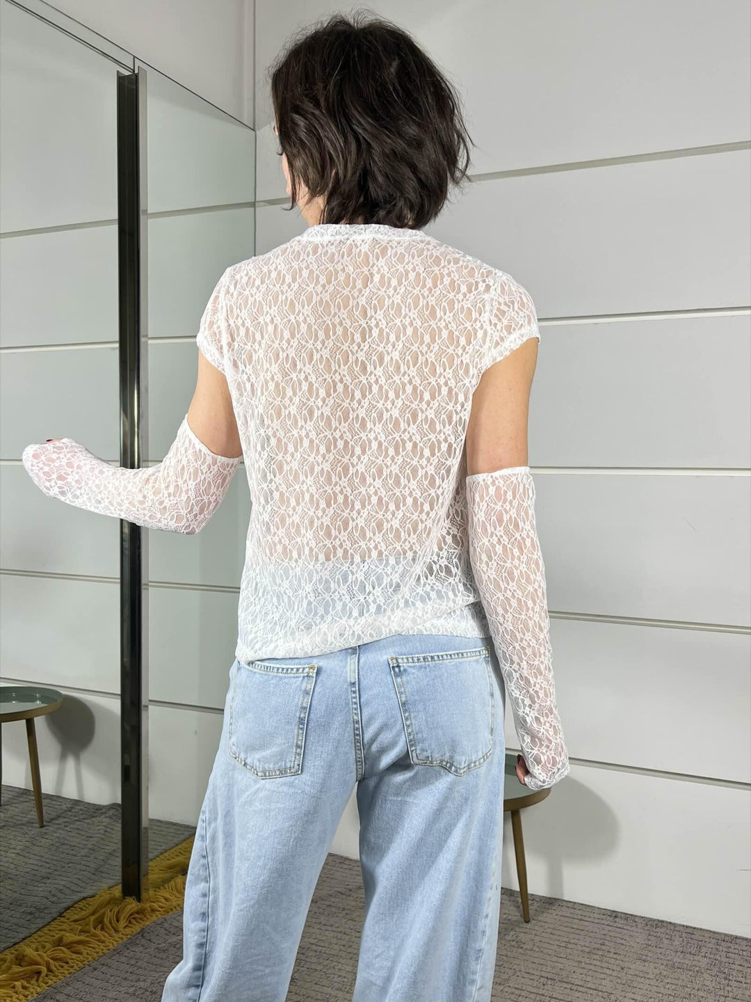 t-shirt in pizzo con manicotti bianca WTS26SE1374BIANCO TWO WAY