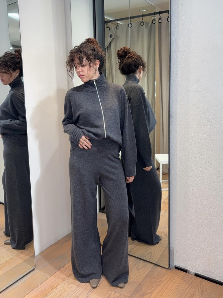 cardigan in lana con zip grigio melange ANTARES005 PENNYBLACK BLACK