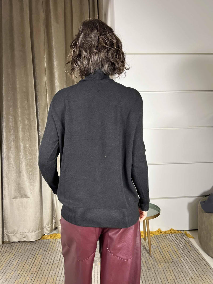 maglia collo alto lunga nera SSX129NERO SUSY MIX