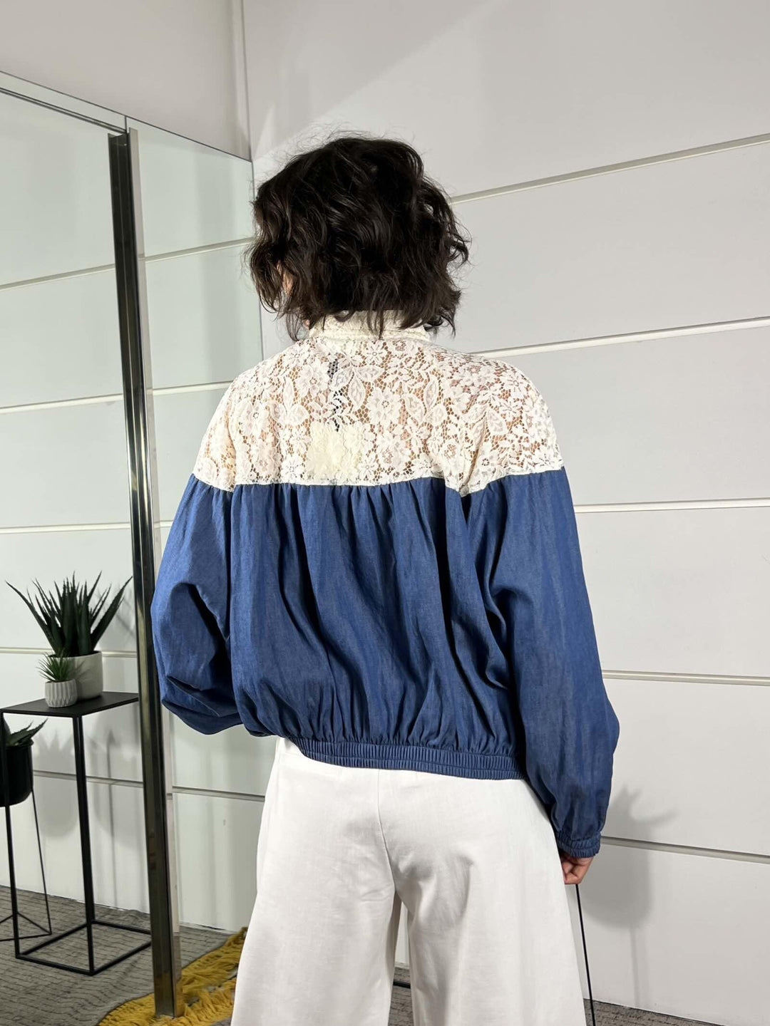 bomber in denim e pizzo TAB2066BLU VICOLO