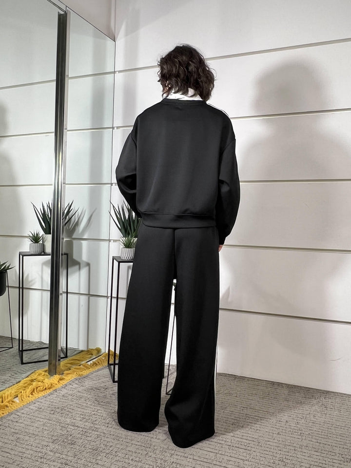 compelto felpa e pantalone con bande a lato nero 26MP8328/1NERO FEMME SELECTION