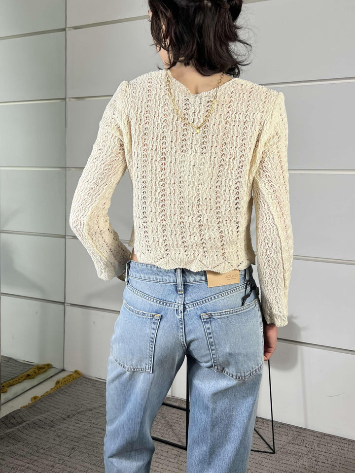 cardigan traforato vrema crochet 26172CREMA SUSY MIX