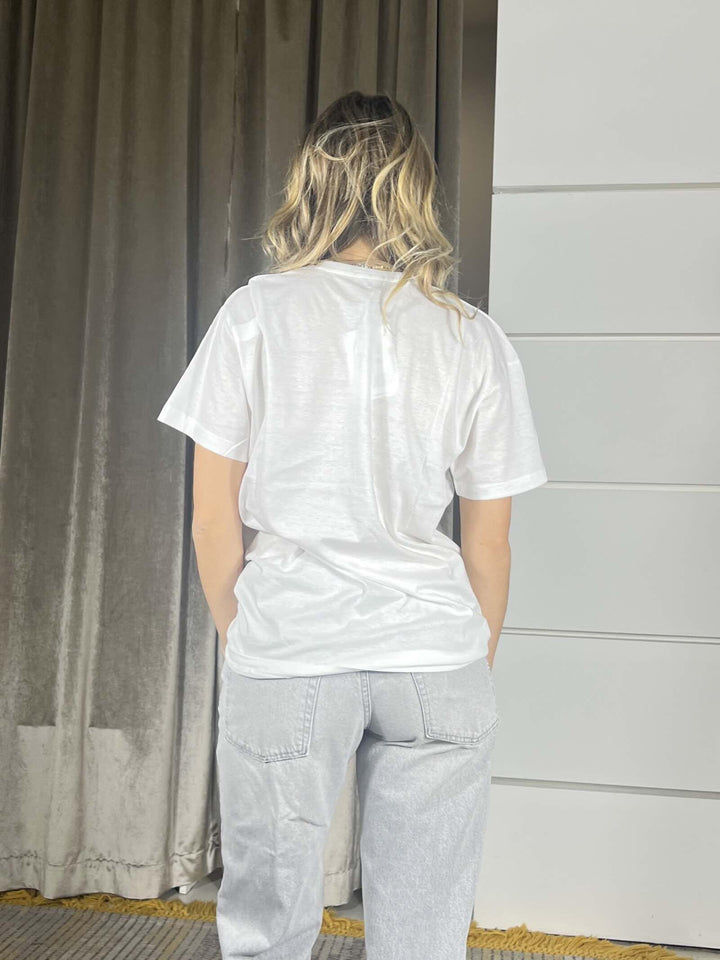 t-shirt bianca con stampa rossa ciao amore  TSH09BIANCO SUSY MIX