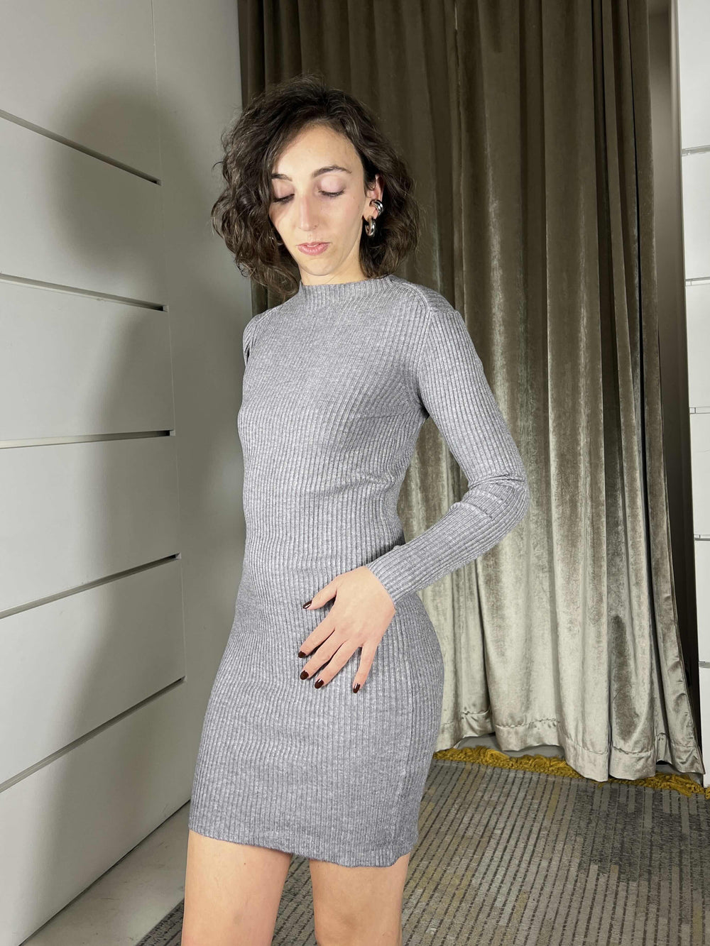 abito a costine collo lupetto grigio melange 250912GRIGIO MELANGE SUSY MIX