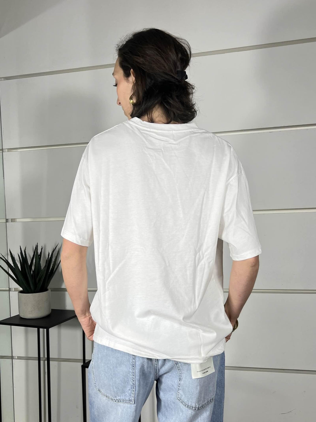 t-shirt bianca con stampa oysters blu gialla e rossa 690002OSTRICHE SPICY CAFE