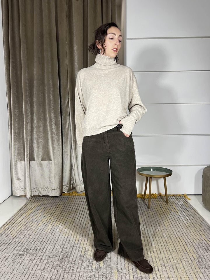 pantalone bella in velluto moro PLS-P238MORO HAVE ONE