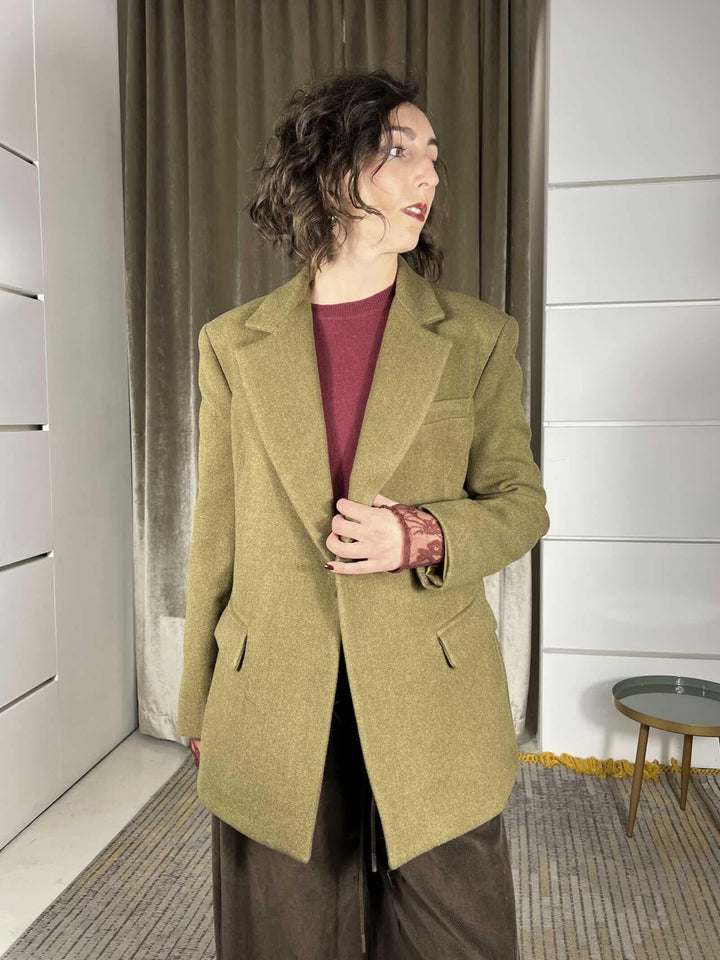 giacca cappotto doppiopetto olio in misto lana JCB-P134OLIO HAVE ONE