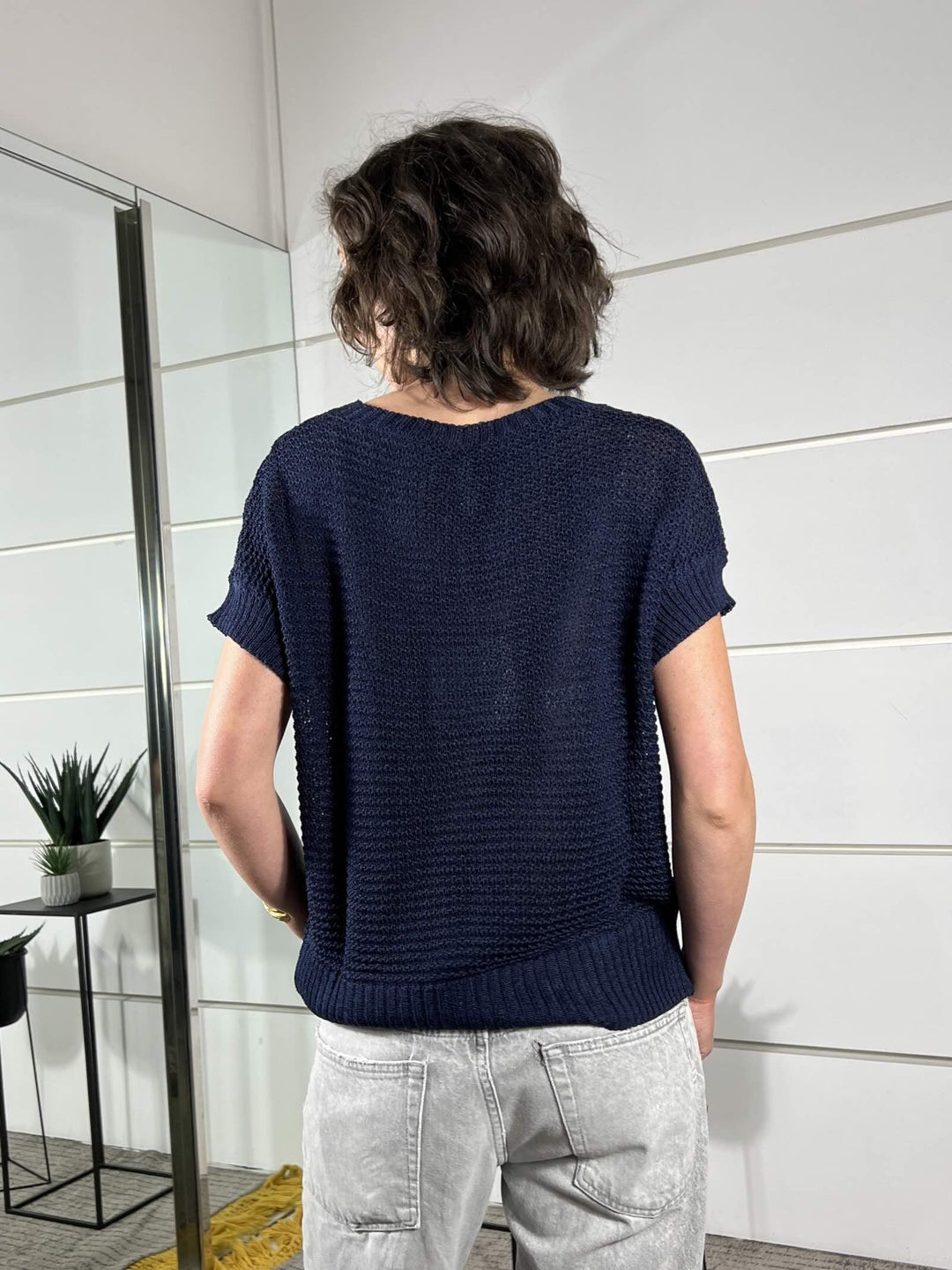 maglia a scatola manica corta blu 26143BLU TENSIONE IN