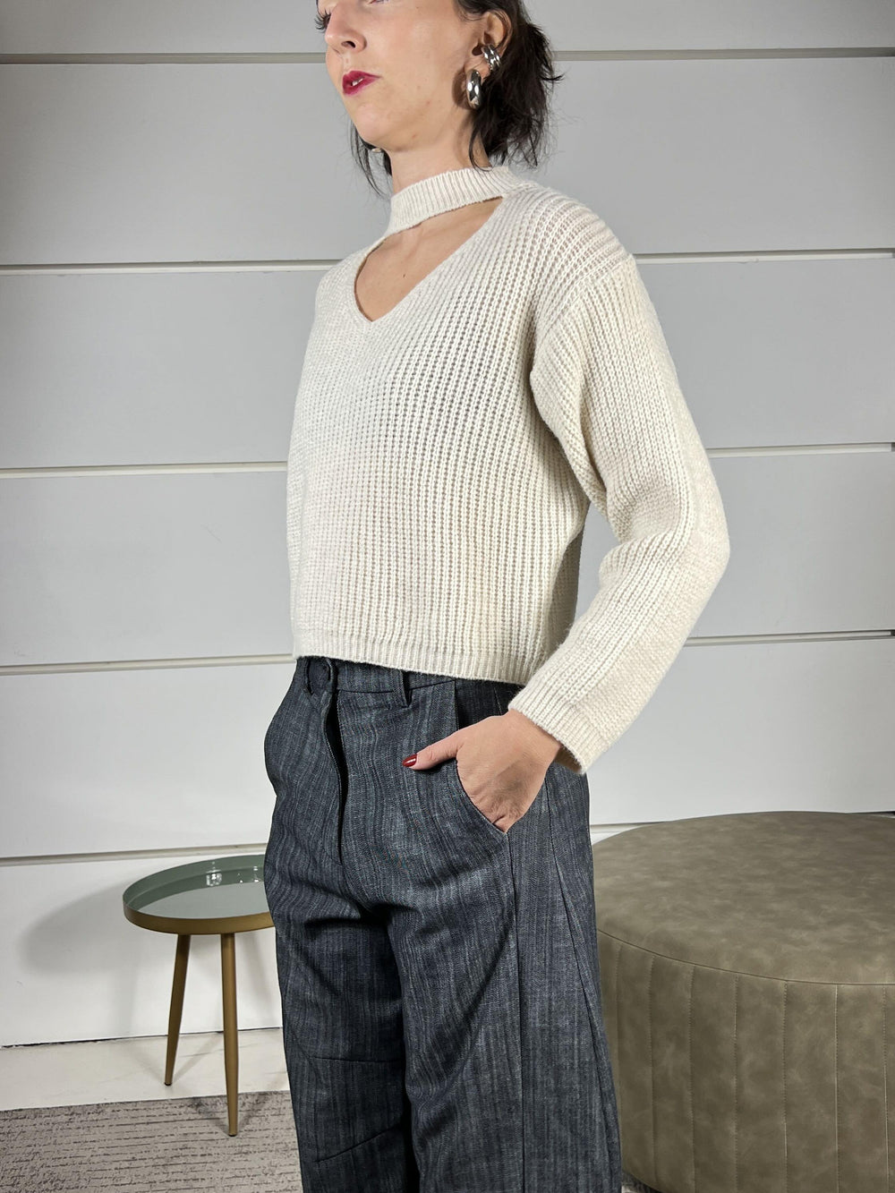 maglione con cut out e collettino camiciola 25512CAMICIOLA SUSY MIX