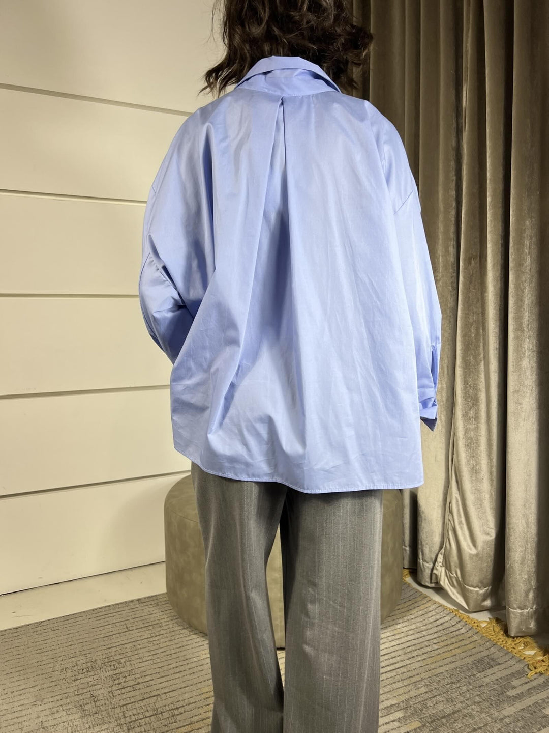 CAMICIA CELESTE OVER CON LACCIO NEL COLLO TF0735CELESTE VICOLO