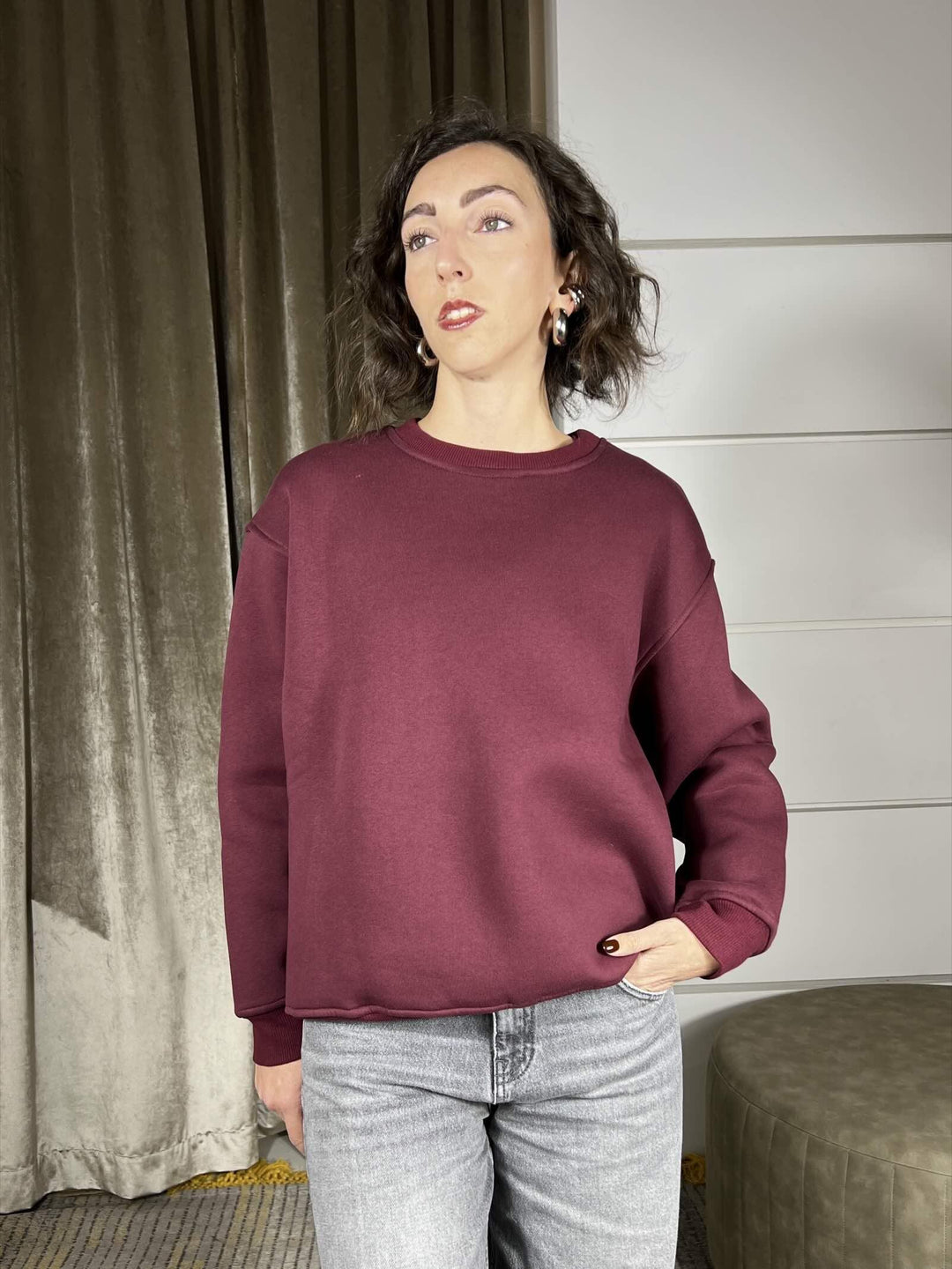 felpa girocollo vino felpata SH003019VINO SUSY MIX