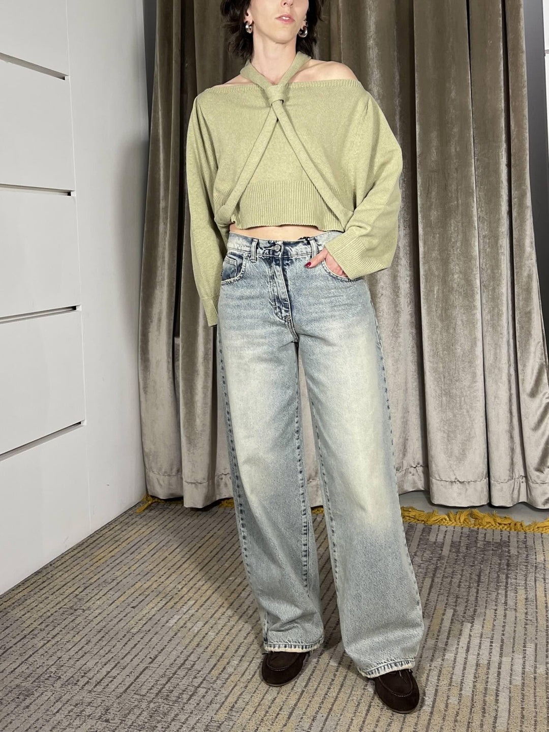 maglia con nodo nel collo kaki MFP-Q034KAKI HAVE ONE