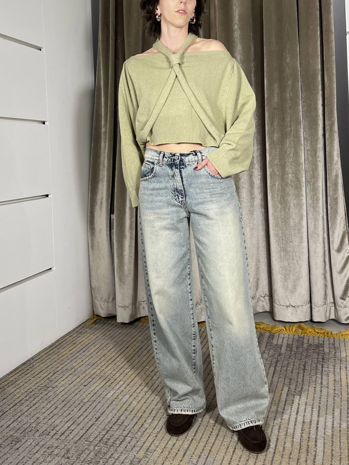 maglia con nodo nel collo kaki MFP-Q034KAKI HAVE ONE