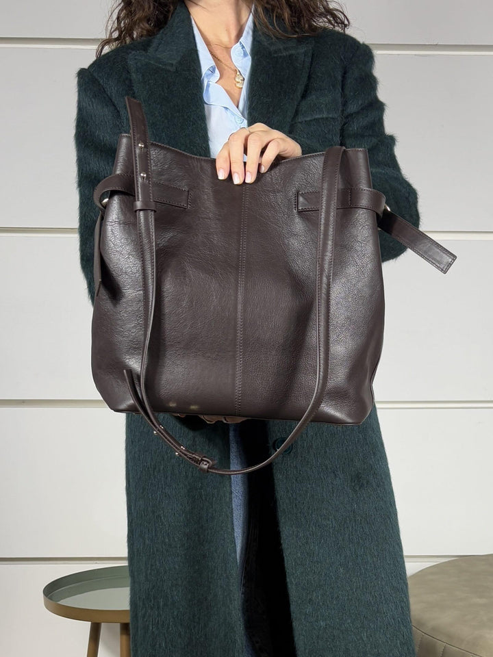 borsa a secchiello grande dark chocolate 2B0150L162B856 PATRIZIA PEPE