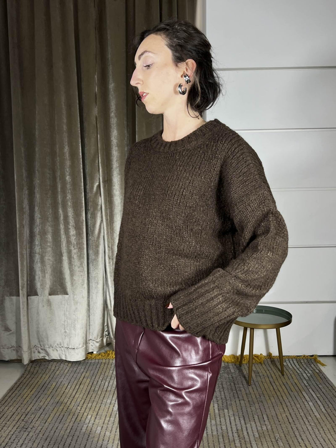 maglione girocollo in misto lana e alpaca moro 33057FMORO VICOLO