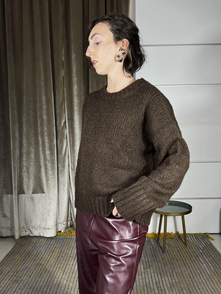 maglione girocollo in misto lana e alpaca moro 33057FMORO VICOLO