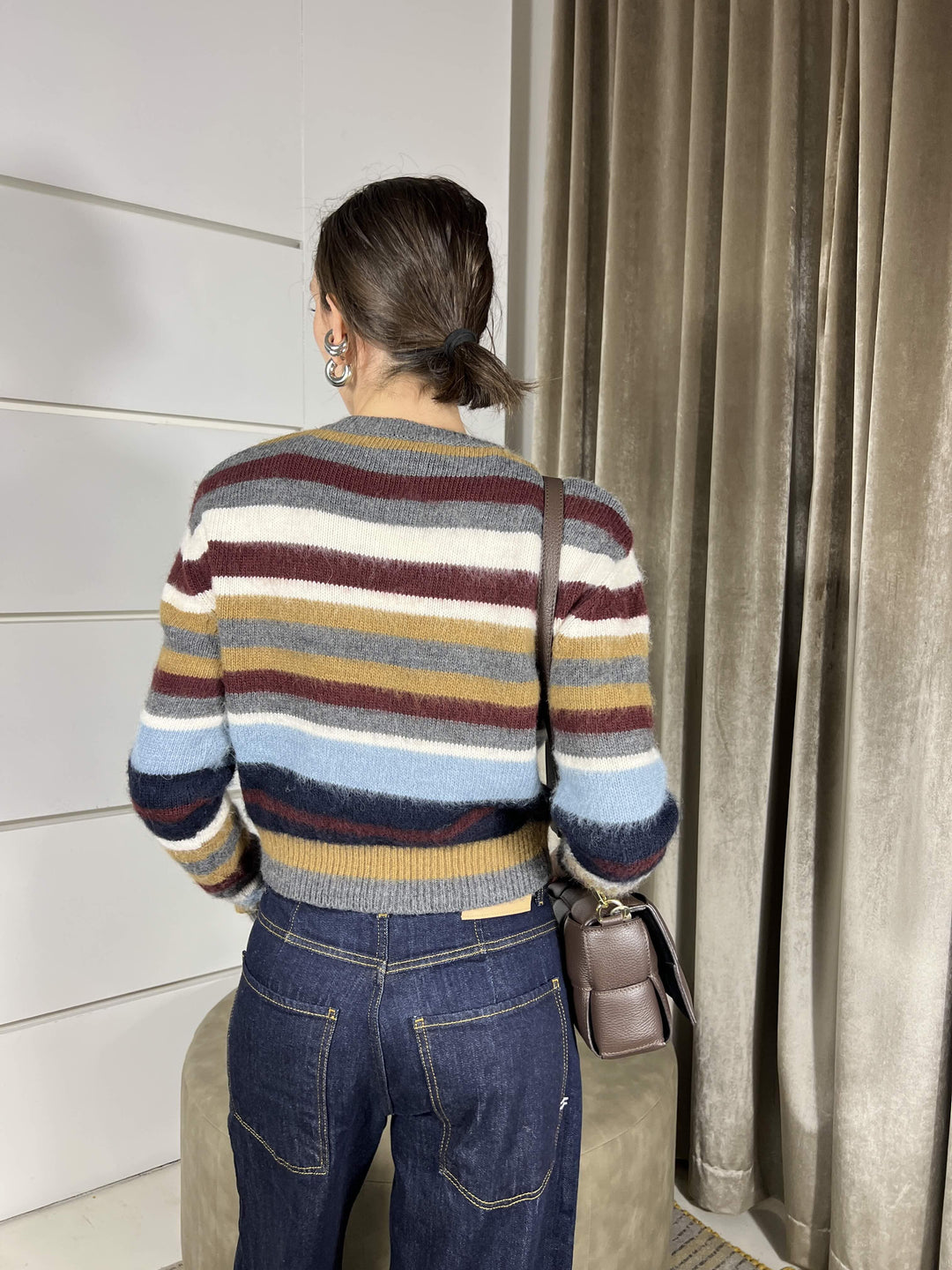 MAGLIONE A RIGHE GIROCOLLO CON SPALLINE 55138FGRIGIO/BORDEAUX/CELESTE/BURRO VICOLO