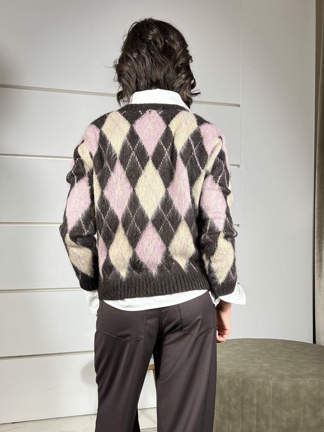 maglione con rombi moro e cipria in misto lana S01Y0279MORO PHILIA LOFT