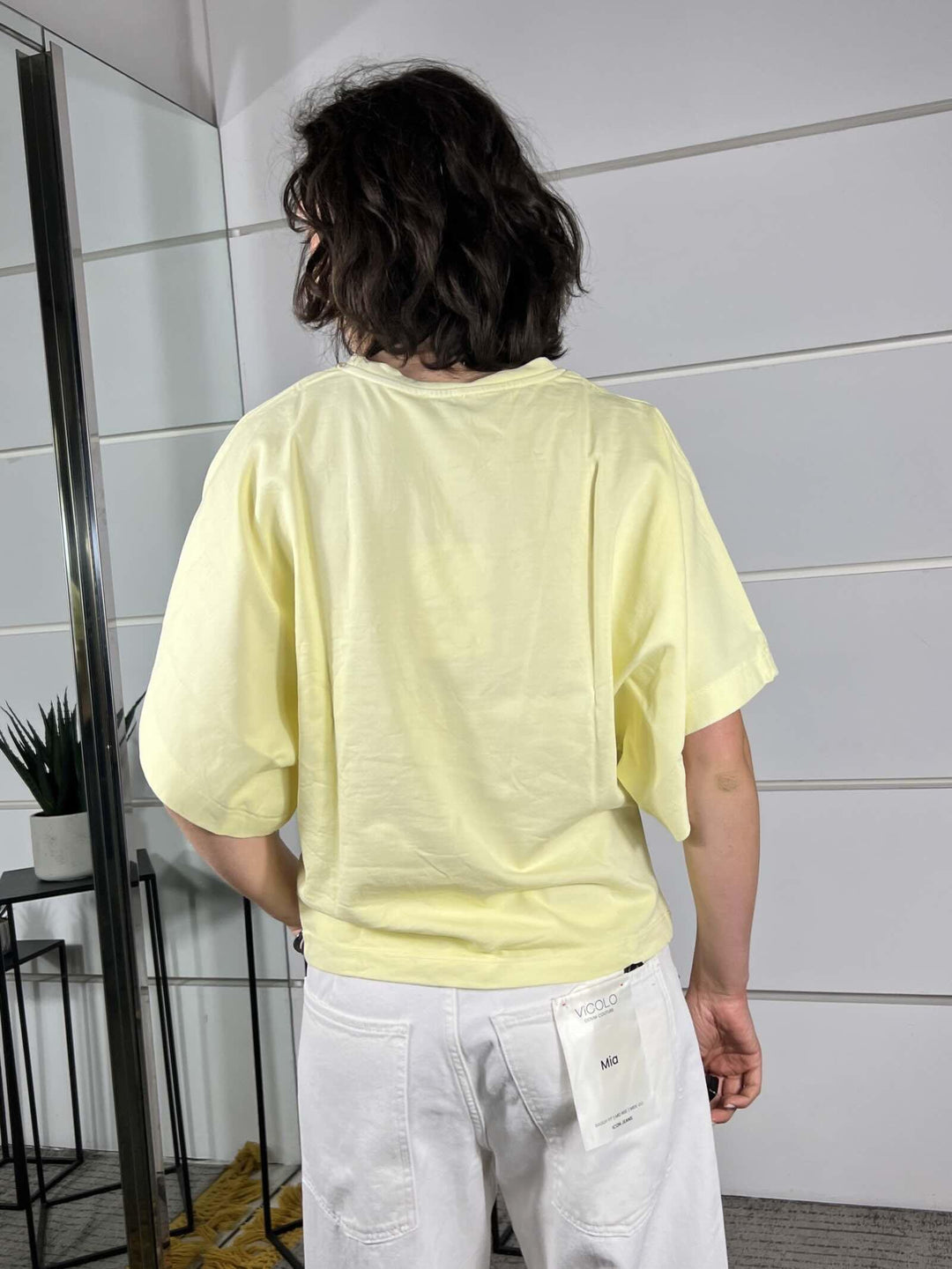 t-shirt gialla con manica corta a pipistrello 12006GIALLO SUSY MIX