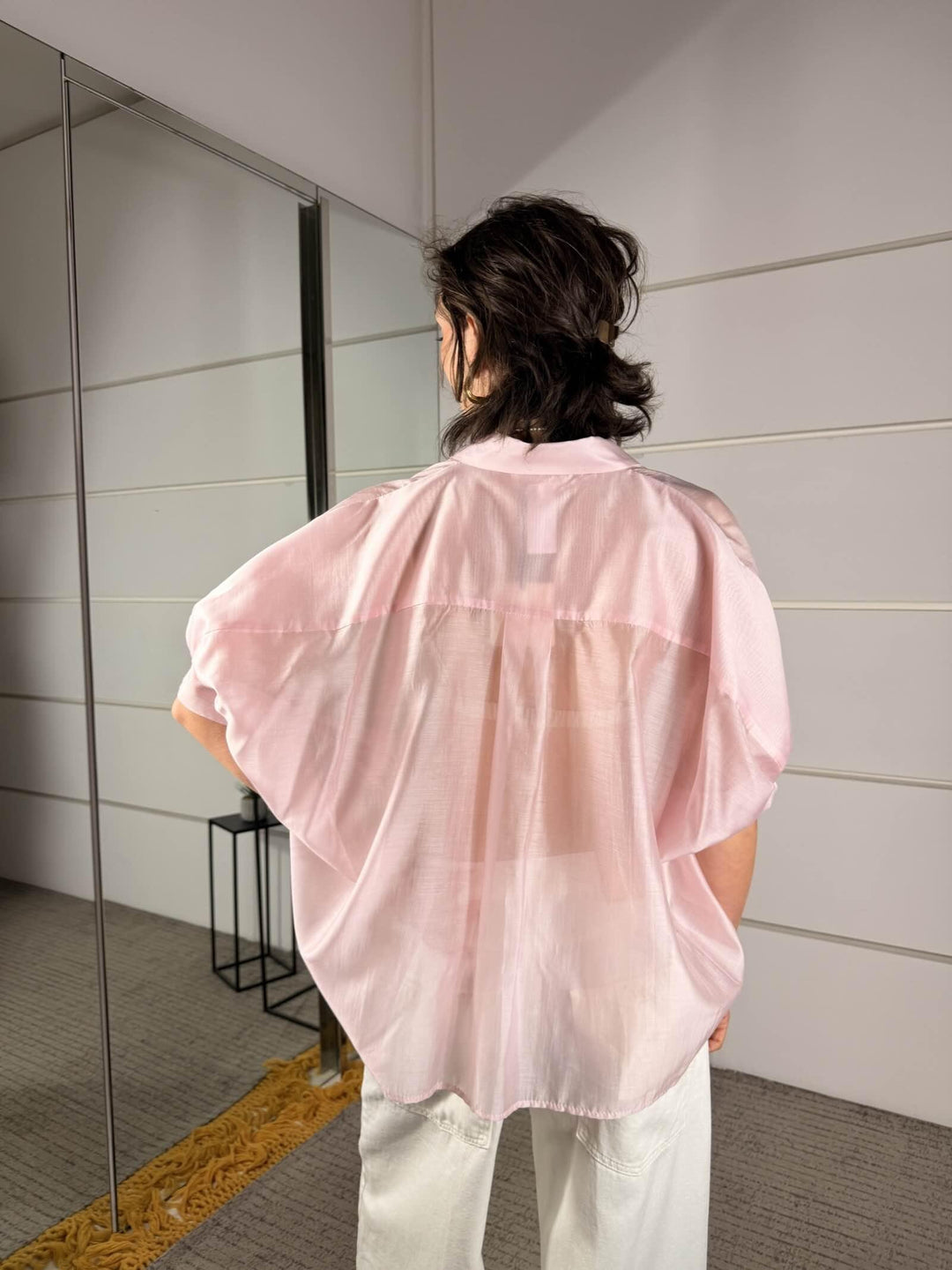 camicia rosa in voile manica corta TAB2383ROSA 40 VICOLO